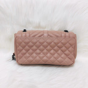 Grain de Poudre Envelope Mixed Matelassé Tri-Quilt Small Monogram Bag in Pink