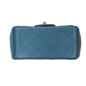 Mini Square Flap Cafskin Quilted Blue Fonce SHW