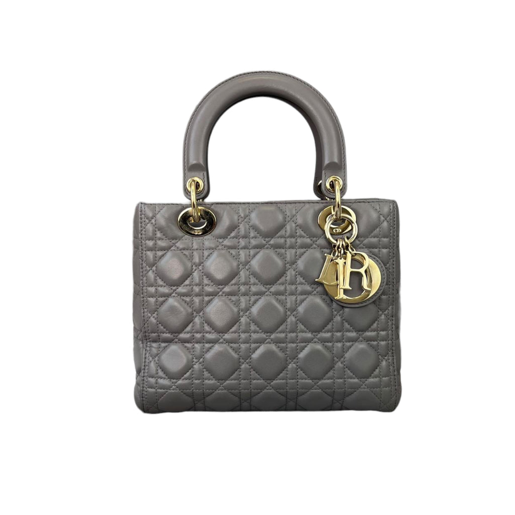 Lady Dior Medium Lambskin Grey GHW