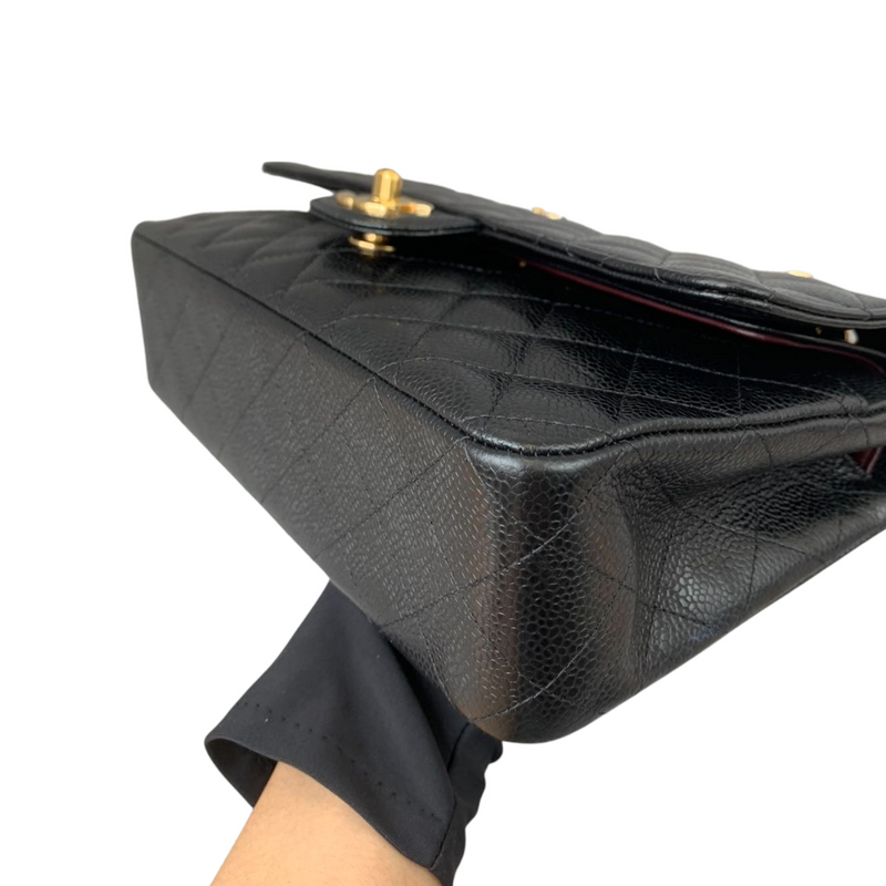Medium Classic Flap Caviar Black GHW
