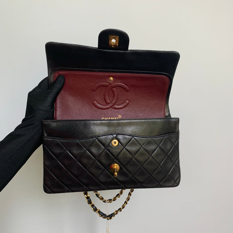 Vintage Classic ML Double Flap Lambskin in Dark Brown and 24K GHW