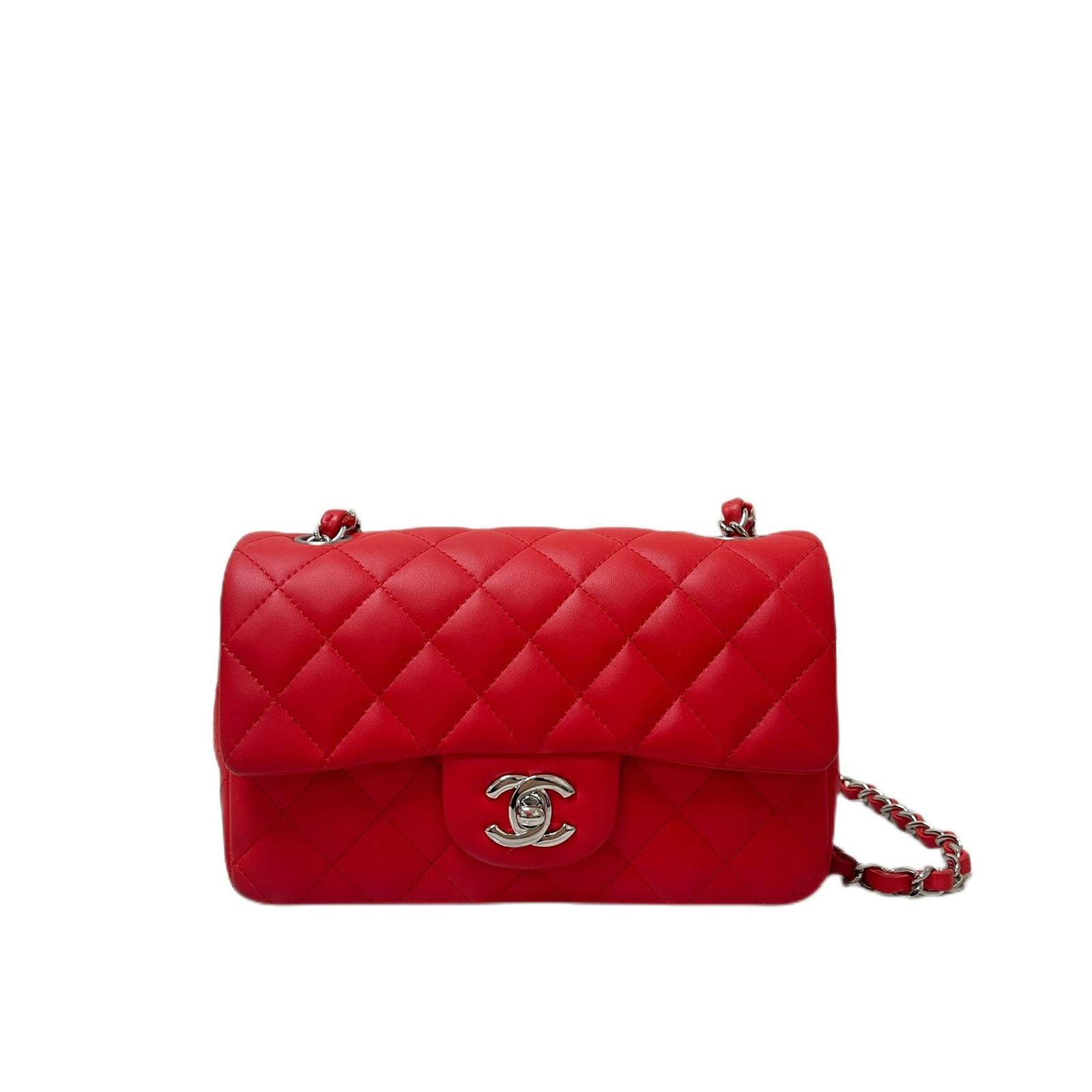 Chanel Red Quilted Caviar Mini Rectangular Classic Flap Silver Hardware,  2017 Available For Immediate Sale At Sotheby's
