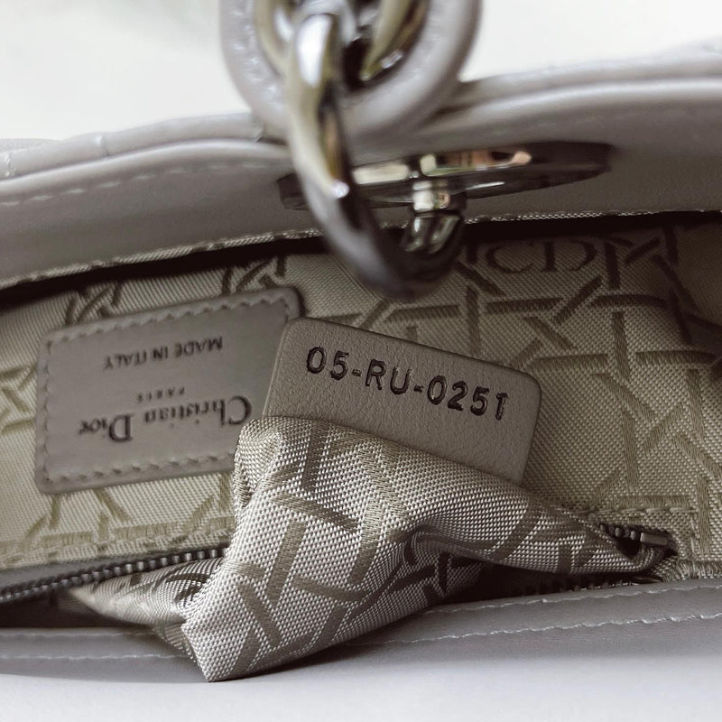 Lady Dior Lambskin Small Grey SHW