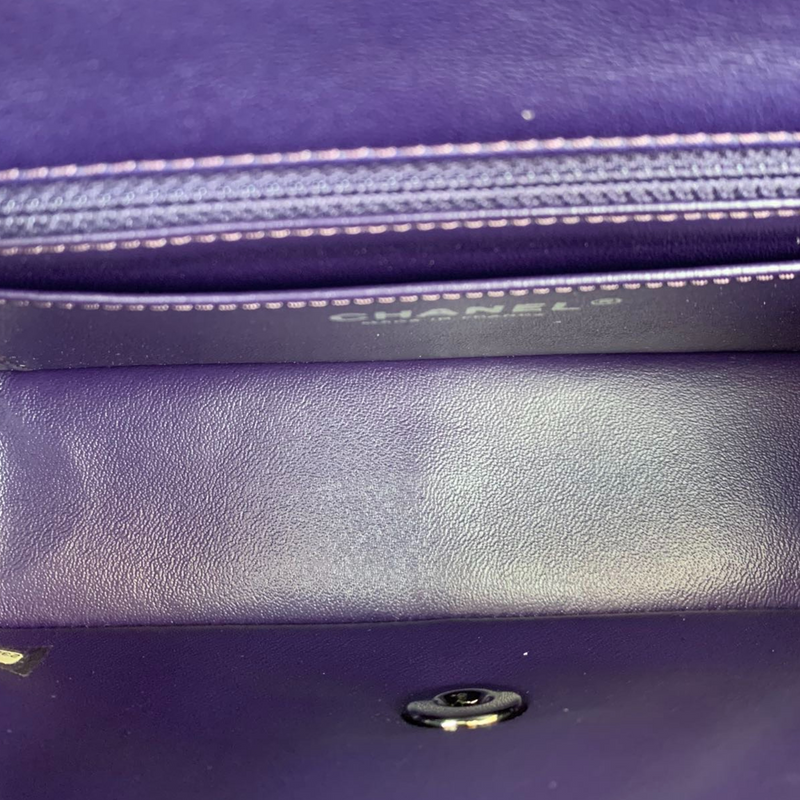 Rectangle Mini Lambskin Purple SHW