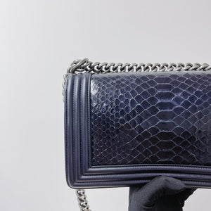Python-Leather Old Medium Boy Navy Blue