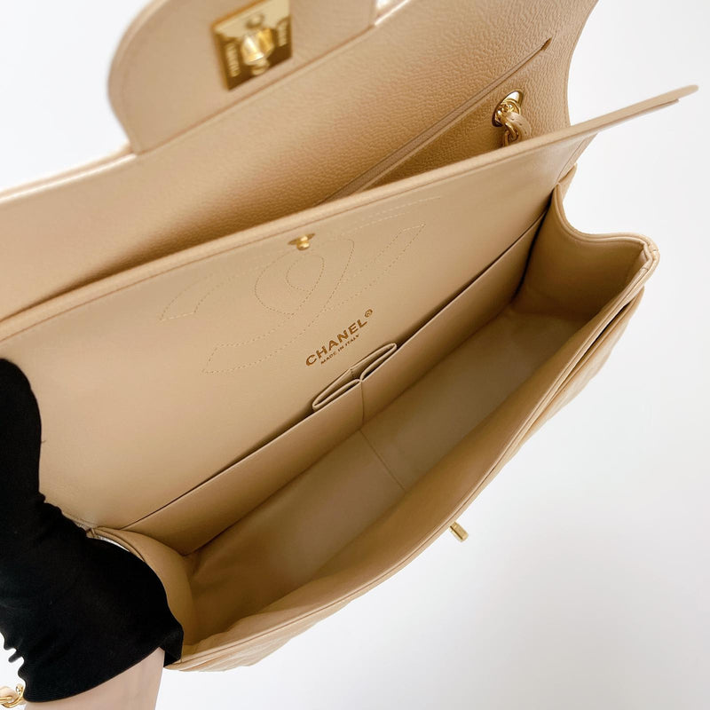 Double Flap Jumbo Caviar Beige GHW