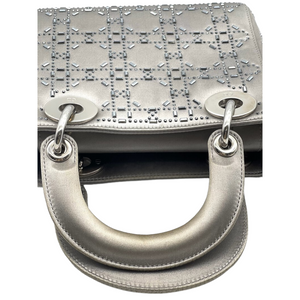 Embellished Satin Mini Lady Dior Grey SHW
