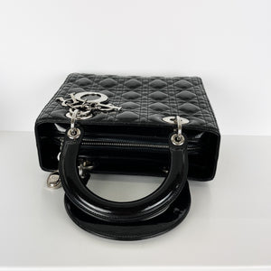 Lady Dior Medium Patent Black SHW
