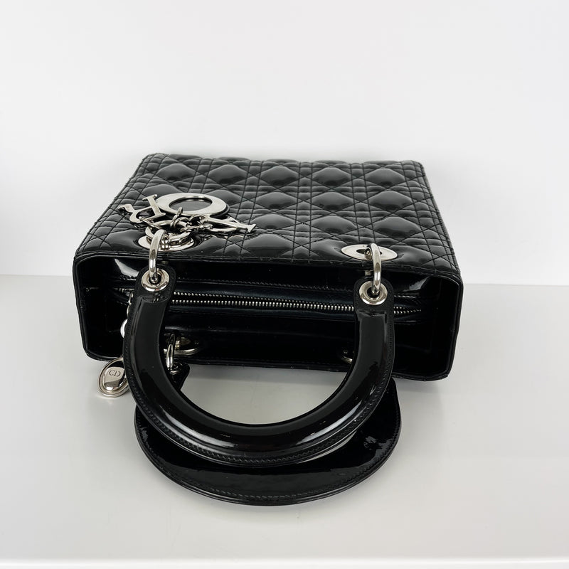 Lady Dior Medium Patent Black SHW