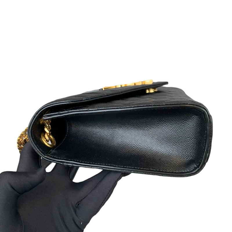 Medium Envelope Flap Leather Black GHW