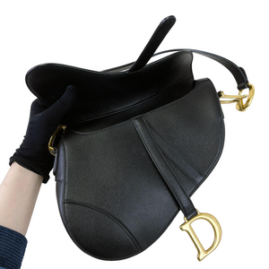 Medium Saddle Calfskin Black GHW
