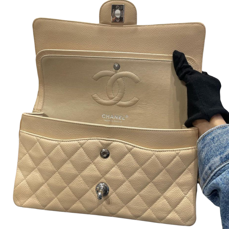 Classic Double Flap Caviar Medium Beige SHW