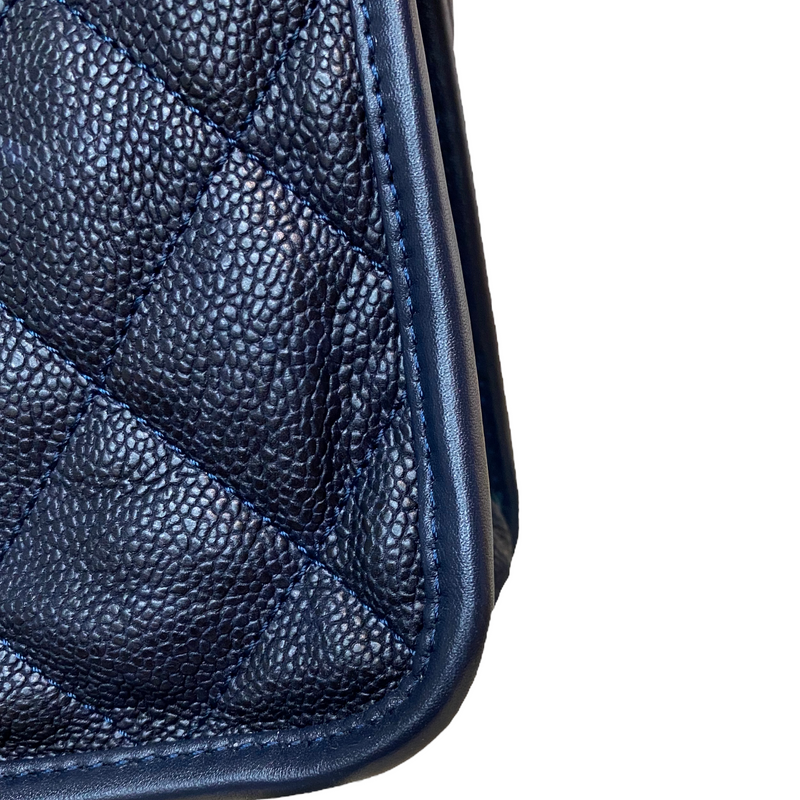 French Riviera Flap Caviar Navy Blue SHW