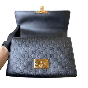 Padlock GG Embossed Medium Black GHW