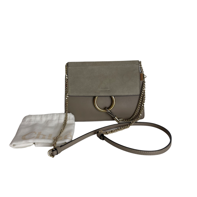 Faye Crossbody Small Leather Grey GHW