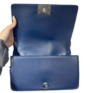Chevron Boy Old Medium Leather Dark Blue RHW