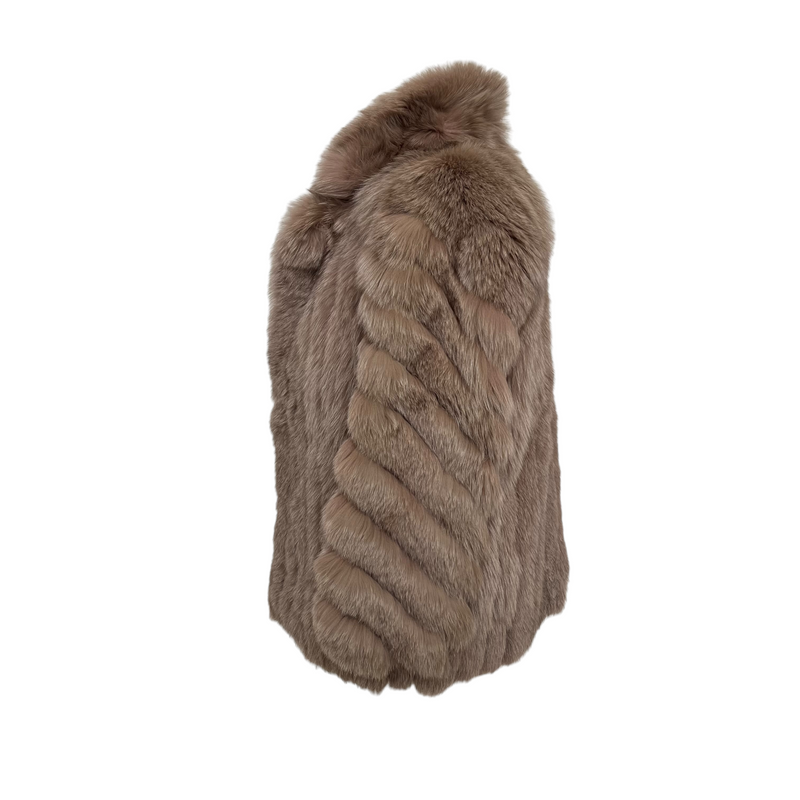 Blue Fox Fur Coat in Brown M