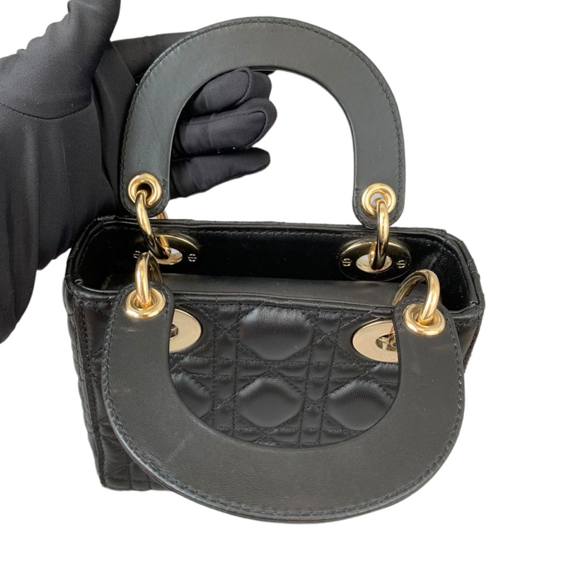 Mini Lady Dior Lambskin Black GHW