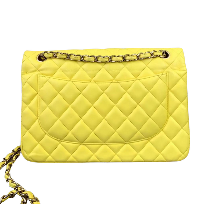 Classic Double Flap Jumbo Lambskin Yellow GHW