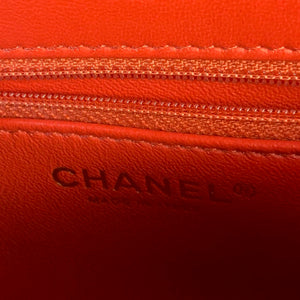 Small Trendy CC Chevron Lambskin Red GHW