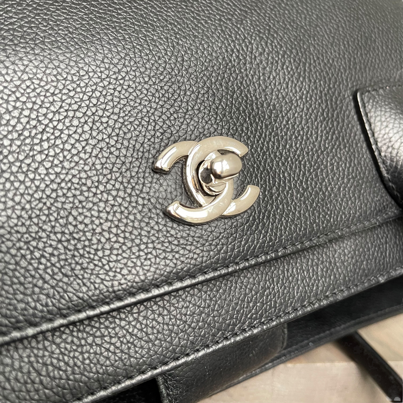 CHANEL Black Caviar Leather Cerf Tote Bag