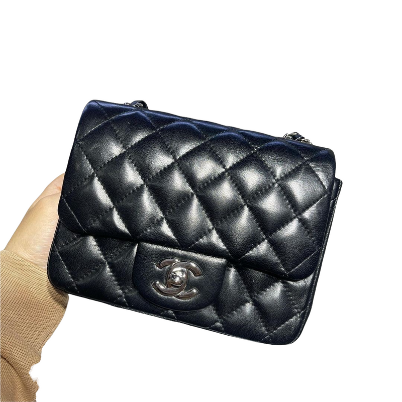 Classic Flap Square Mini Lambskin Black SHW
