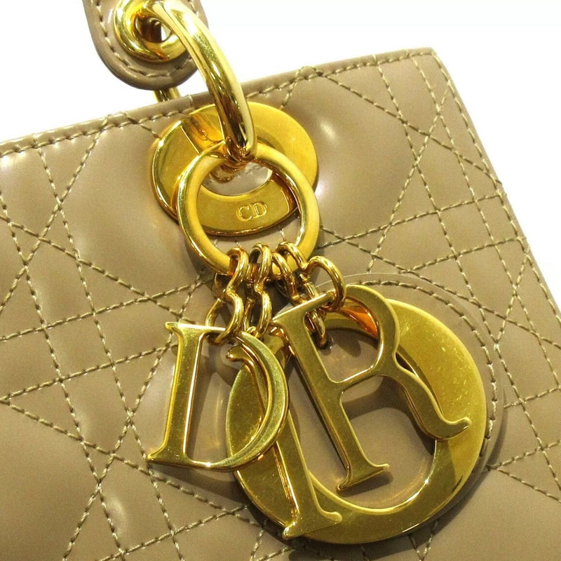 Lady Dior Medium Patent Beige GHW