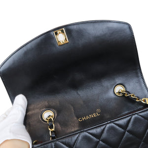 Small Classic Diana flap Black Lambskin GHW