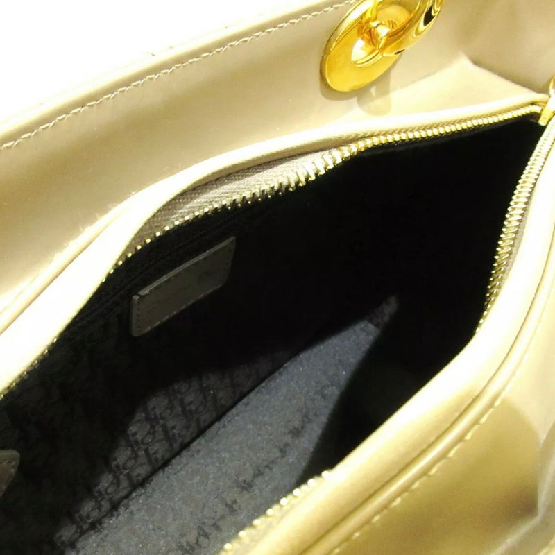 Lady Dior Medium Patent Beige GHW