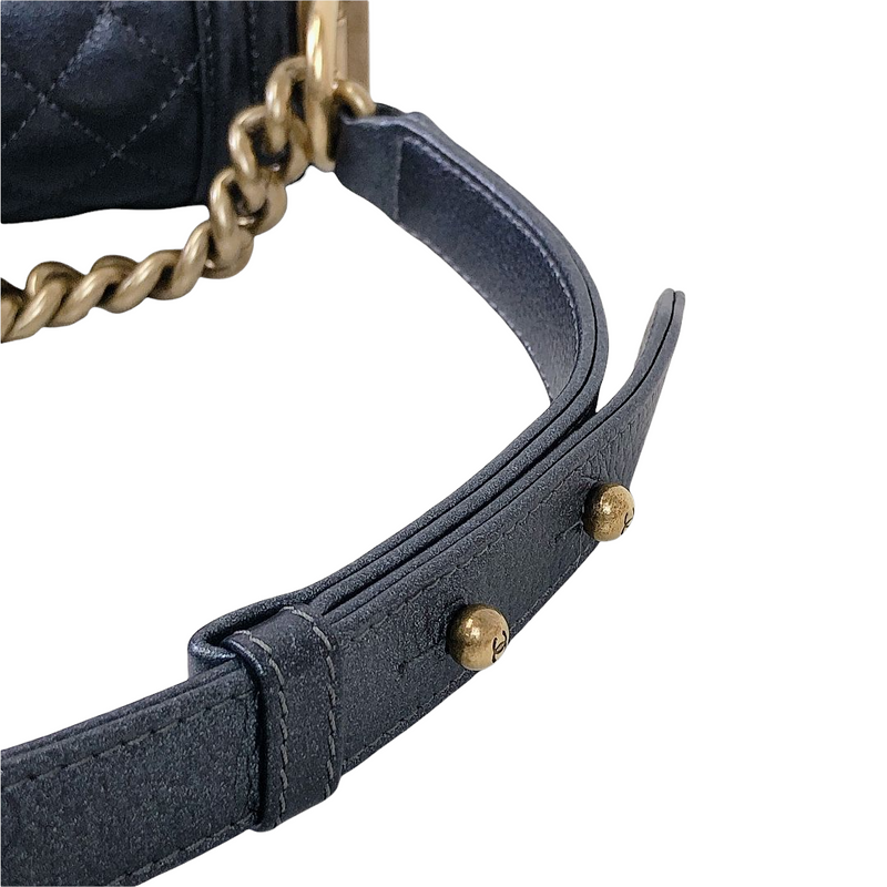 Boy Medium Calfskin Pearl Charcoal GHW