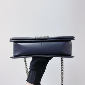 Python-Leather Old Medium Boy Navy Blue