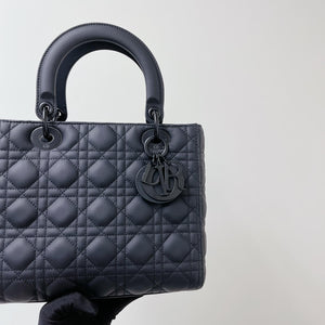 Lady Dior Lambskin Ultramatte Medium Black BHW