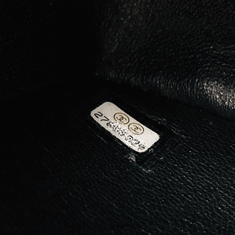Mini Rectangular Chevron in Black Lambskin Leather with  GHW