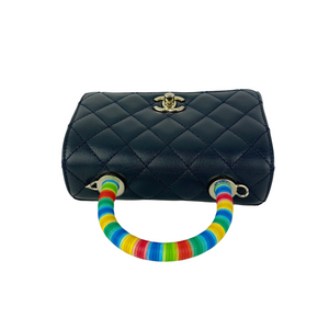 Rainbow Coco Handle Mini Lambskin Navy Blue SHW