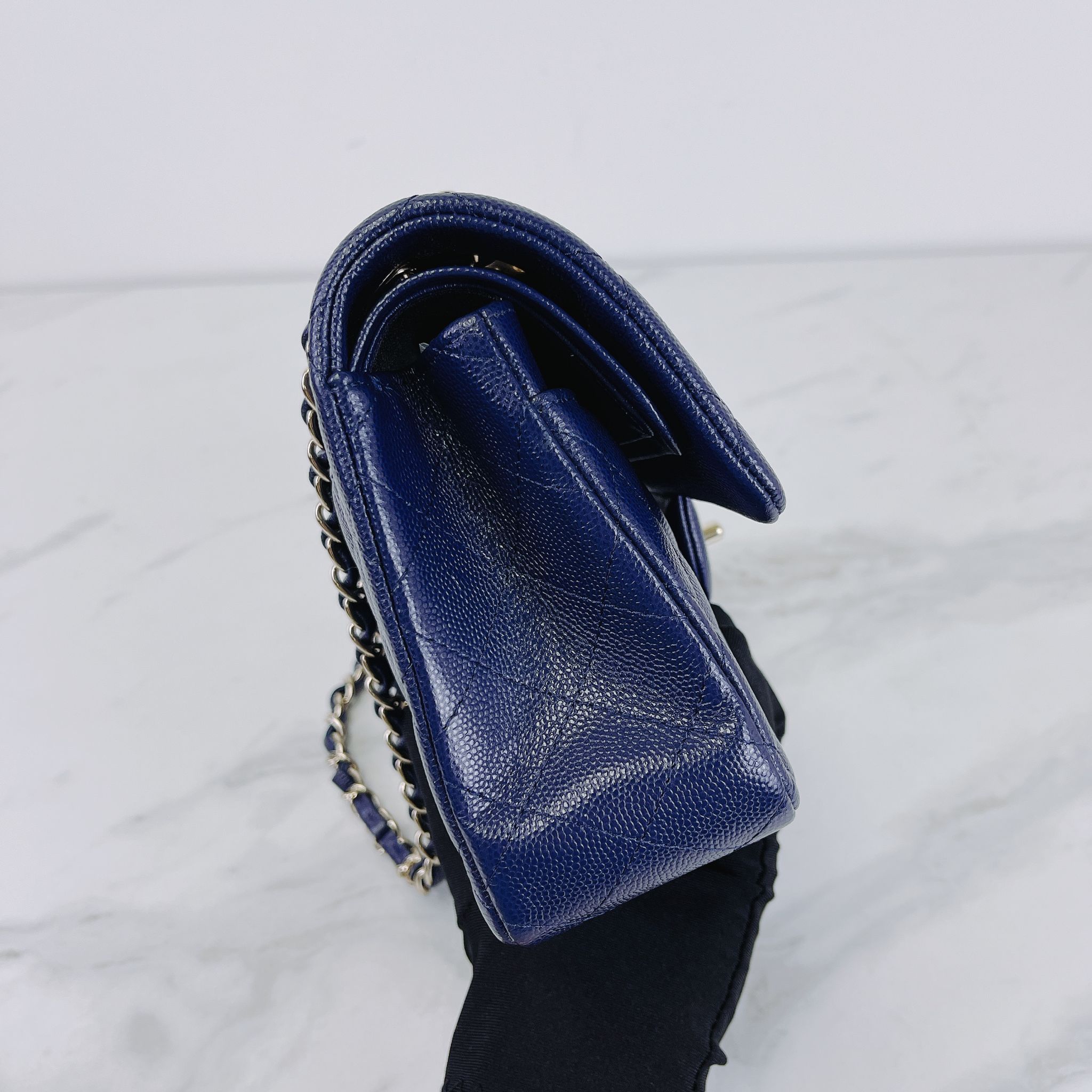 Chanel Medium Classic Double Flap Lambskin Blue SHW – Bag Religion - Main Image