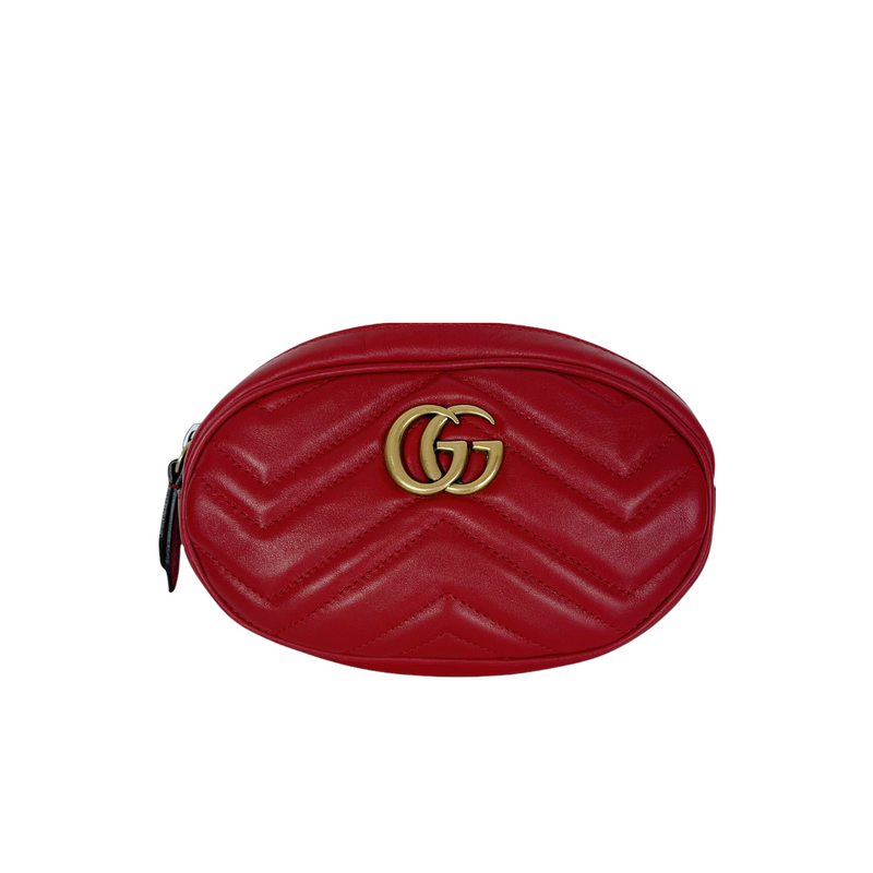 Gucci GG Marmont Belt Bag Red Leather GHW Bag Religion