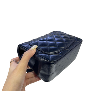 Classic Flap Square Mini Lambskin Dark Blue SHW