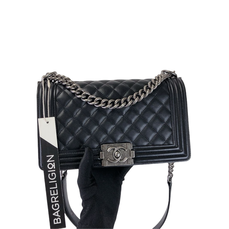 Boy Old Medium Calfskin Black RHW