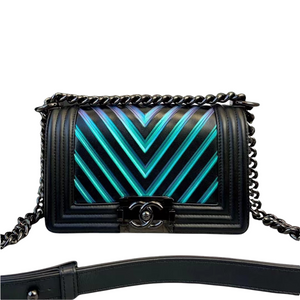 Iridescent Chevron Embossed Small Boy Black BHw