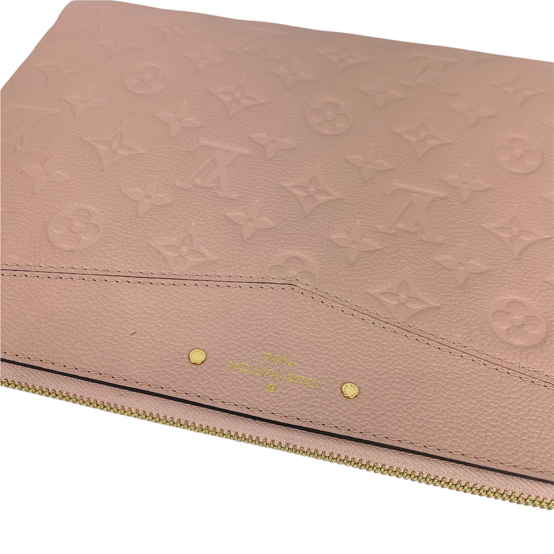 LOUIS VUITTON Daily Pouch Monogram Empreinte Leather Clutch Rose Poudr