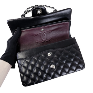 Medium Classic Double Flap Lambskin Black SHW