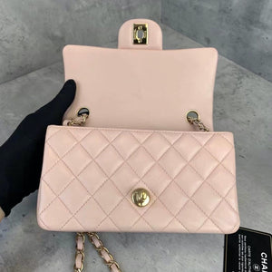 Mini Rectangle Lambskin Pink GHW