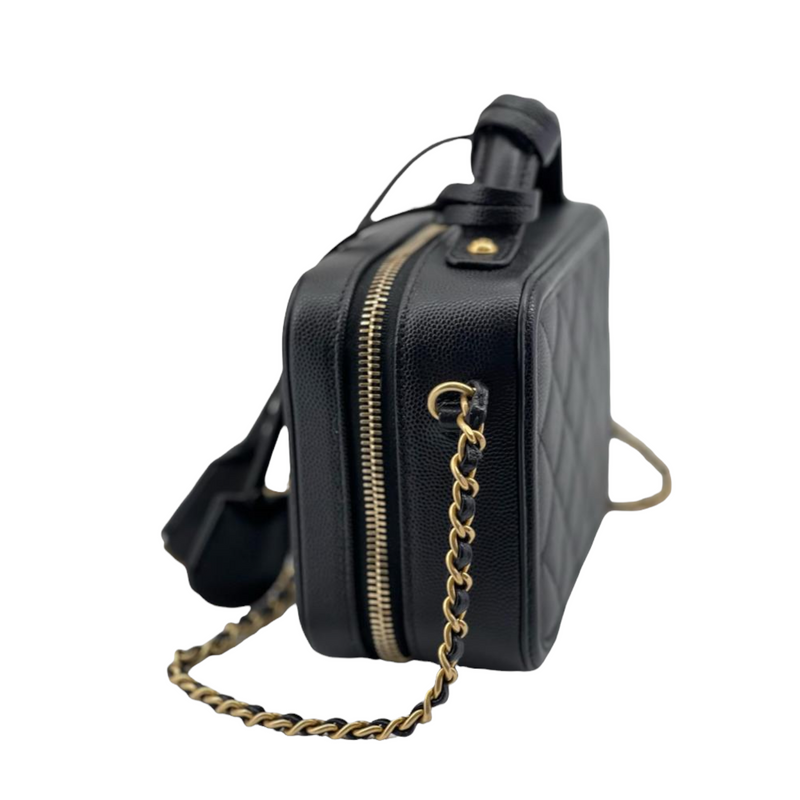 Filigree Vanity Case Caviar Small Black GHW