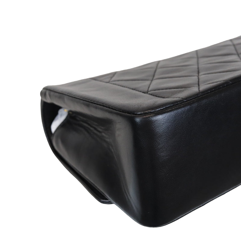 Small Classic Diana flap Black Lambskin GHW