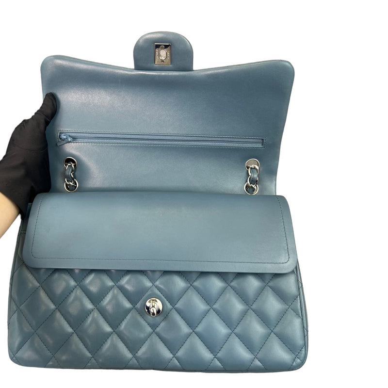 Classic Double Flap Lambskin Jumbo Blue SHW