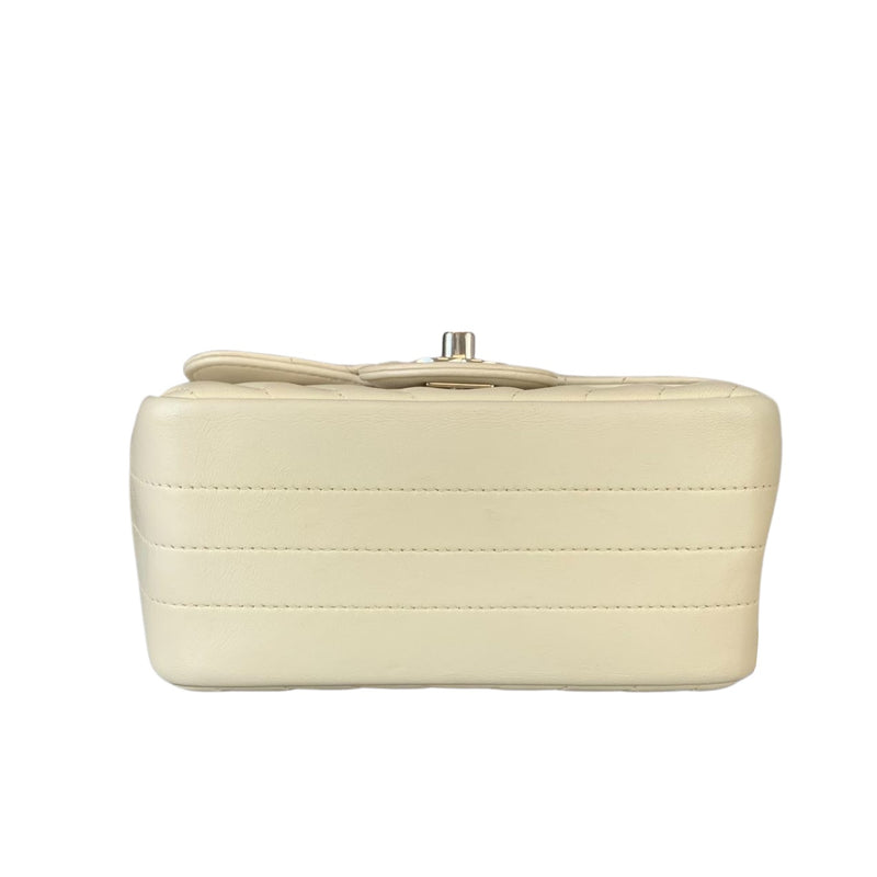 Chevron Flap Mini Square Ivory White SHW