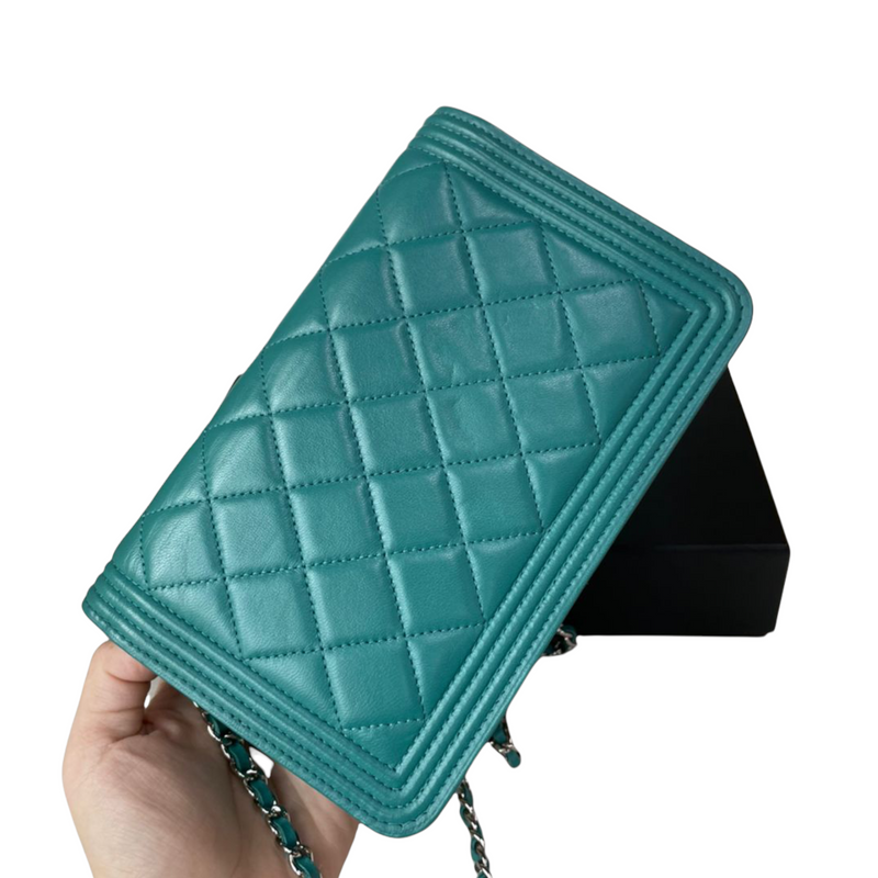 Boy Lambskin WOC Teal SHW