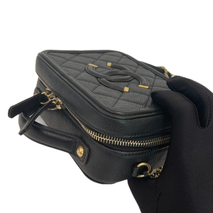 Filigree Vanity Case Caviar Small Black GHW