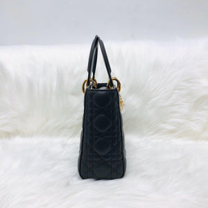 Cannage Lambskin Lucky Badges My Lady Dior Small Dark Grey