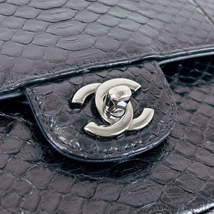 Classic Flap Medium Bag Python Black SHW